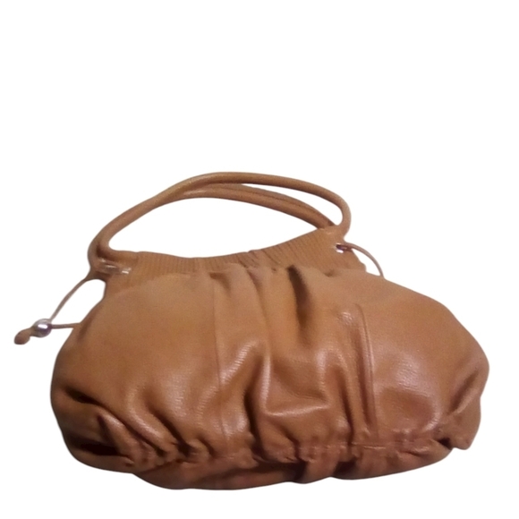 Bodhi Cognac Brown Pebble Leather Cinch Draw String Magnetic Closure Hobo Bag - Picture 3 of 8